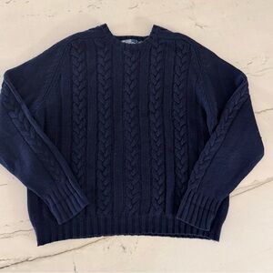 Polo Ralph Lauren Blue Wool Linen Cable Knit Sweater Mens XXL